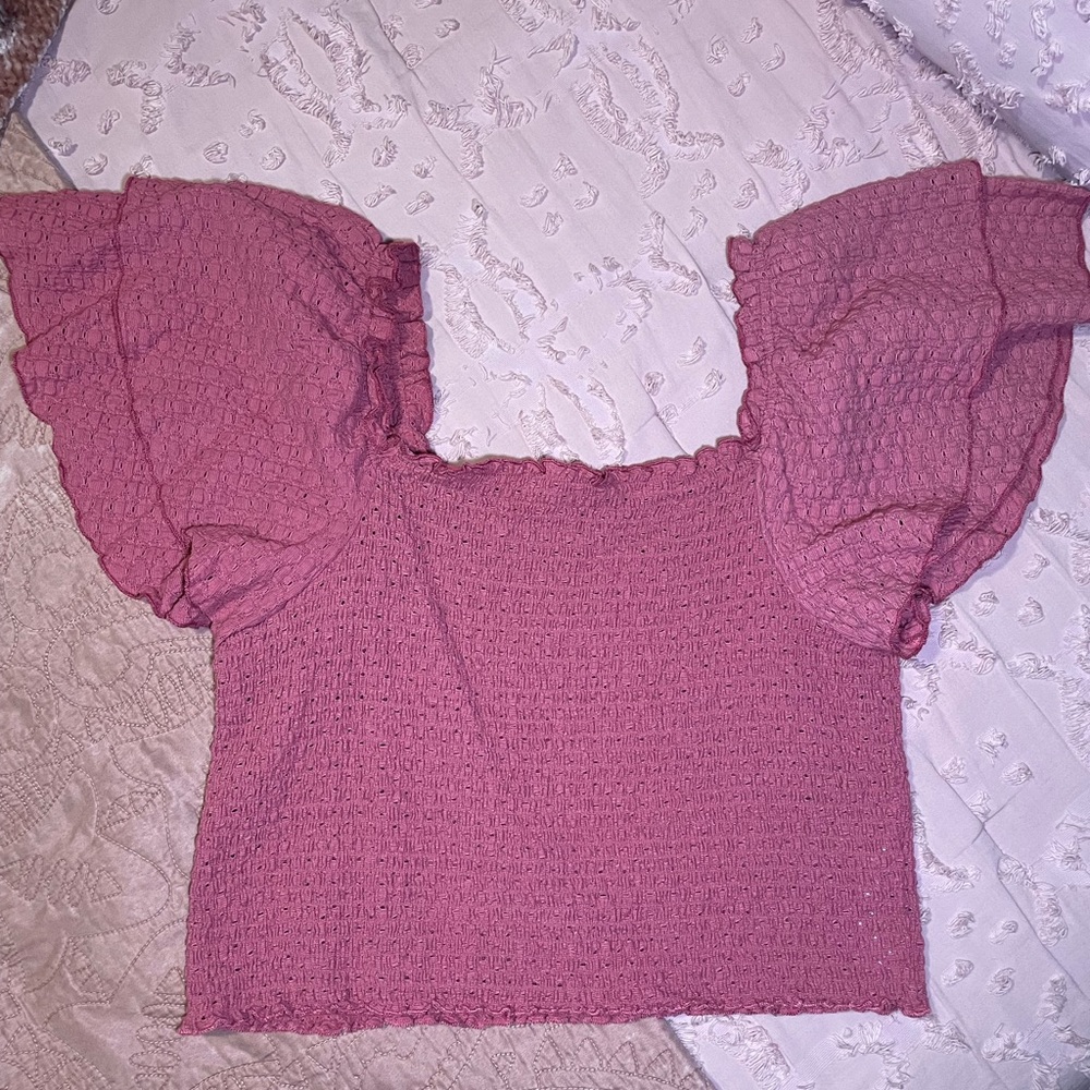 Forever 21 pink butterfly sleeved crop top blouse size 3x - NWOT